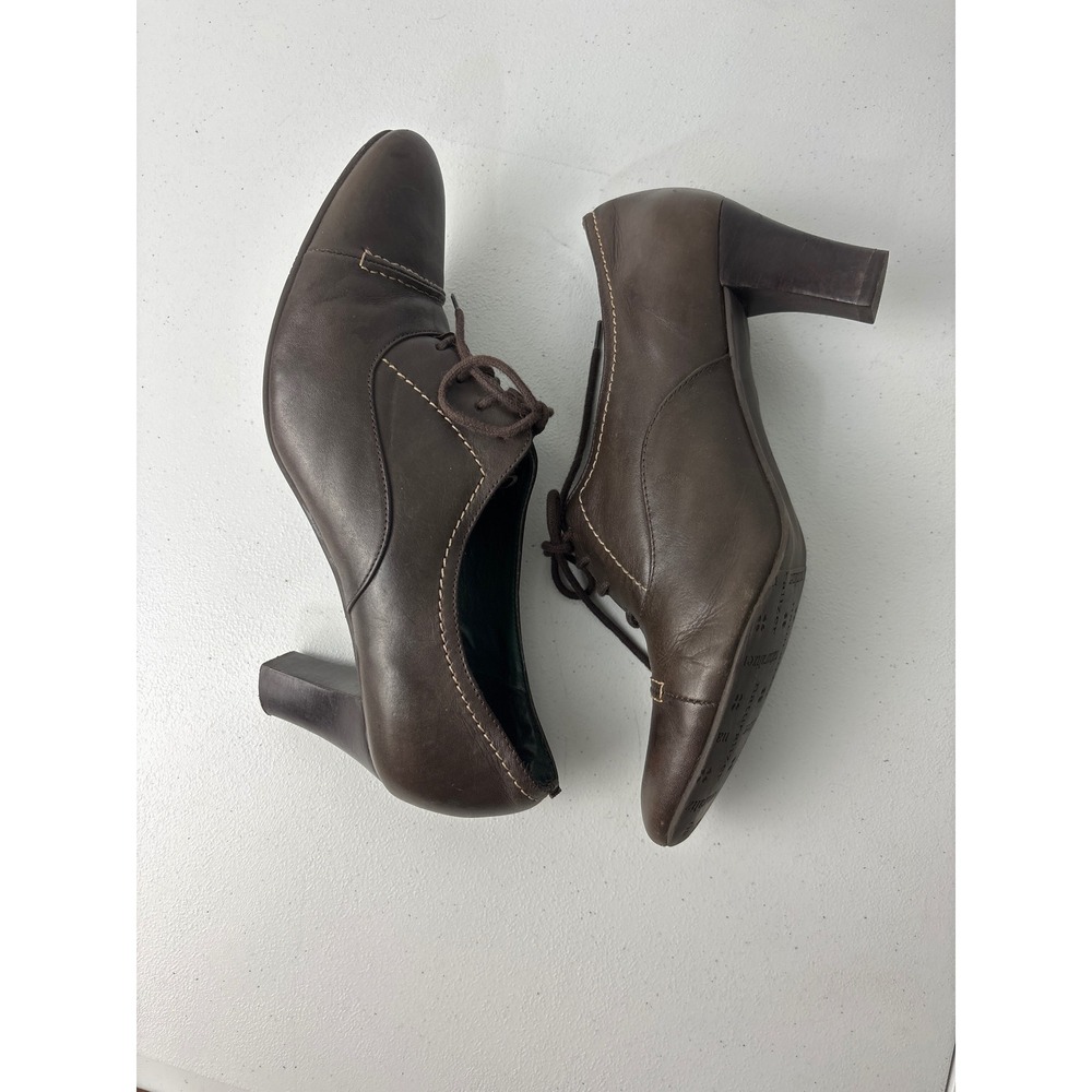 Vtg Naturalizer Brown Leather Oxford Heels 9.5 Academia Edwardian CottageCore - Picture 6 of 14